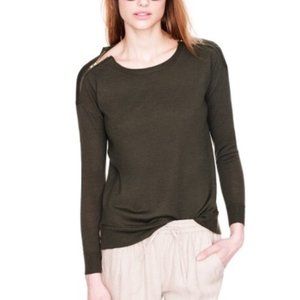 J.Crew | Olive Green Zip-Shoulder Sweater (S)